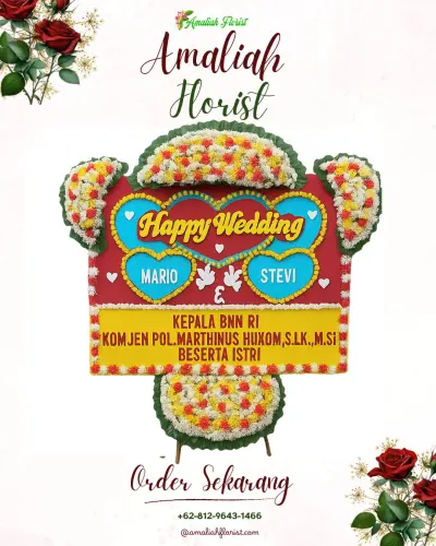Karangan Papan Bunga Pernikahan di Sodoha